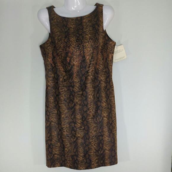 CDC Sleeveless Midi Sheath Dress Jacquard Snake Print Vintage Y2K Size 10P NWT - Picture 1 of 10
